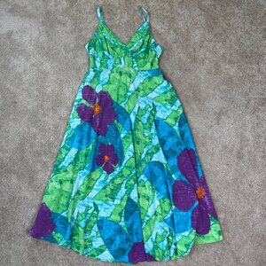 Jams World Maxi Dress Women S Multicolor Laniakea Hawaiian Floral Babydoll Beach